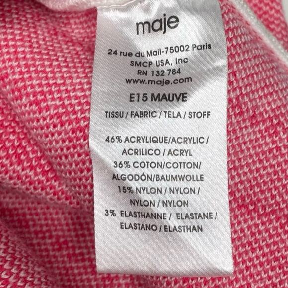 Maje Mauve Dot Striped Oversized Boxy Sweater Cream Pink 2 M - Picture 7 of 10